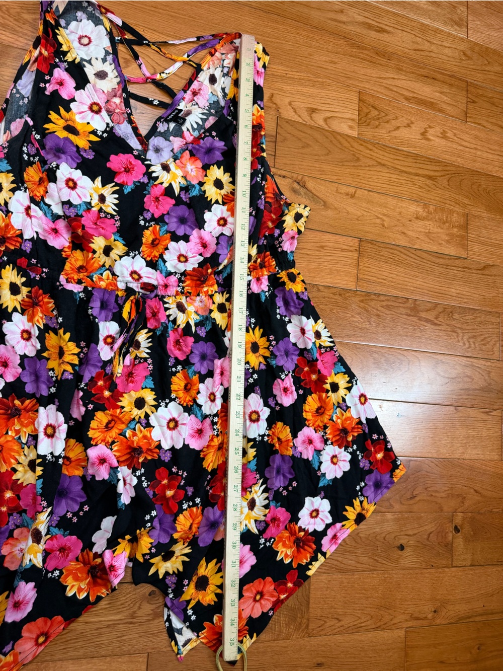 Torrid Floral Babydoll Stretch Challis Top With Hanky Hem - Picture 7 of 7
